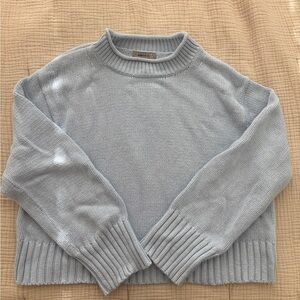 J. Crew Light Blue Cotton Rollneck Crew Neck Sweater